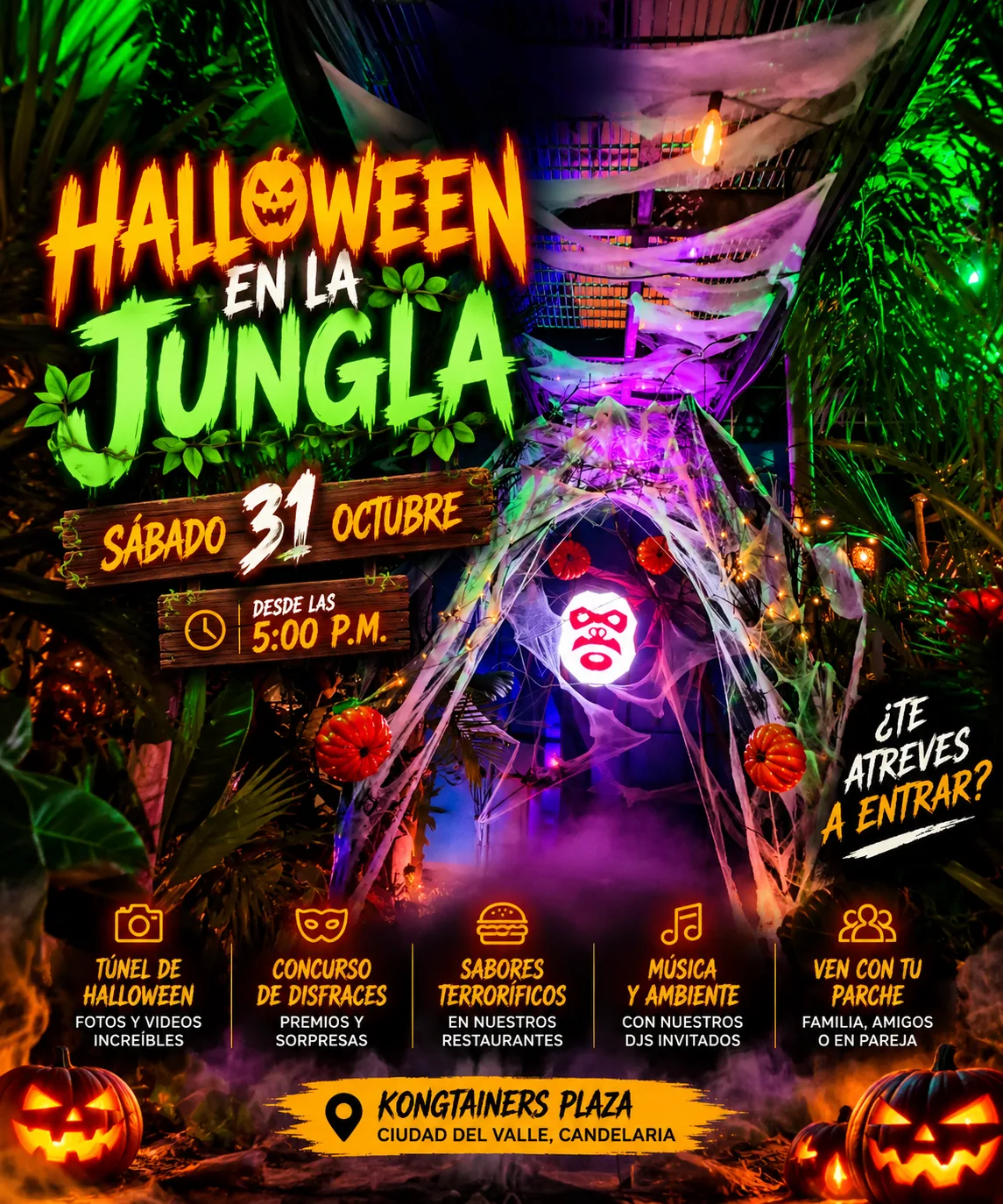 Afiche: Halloween en la Jungla 🎃 | KongTainers Plaza